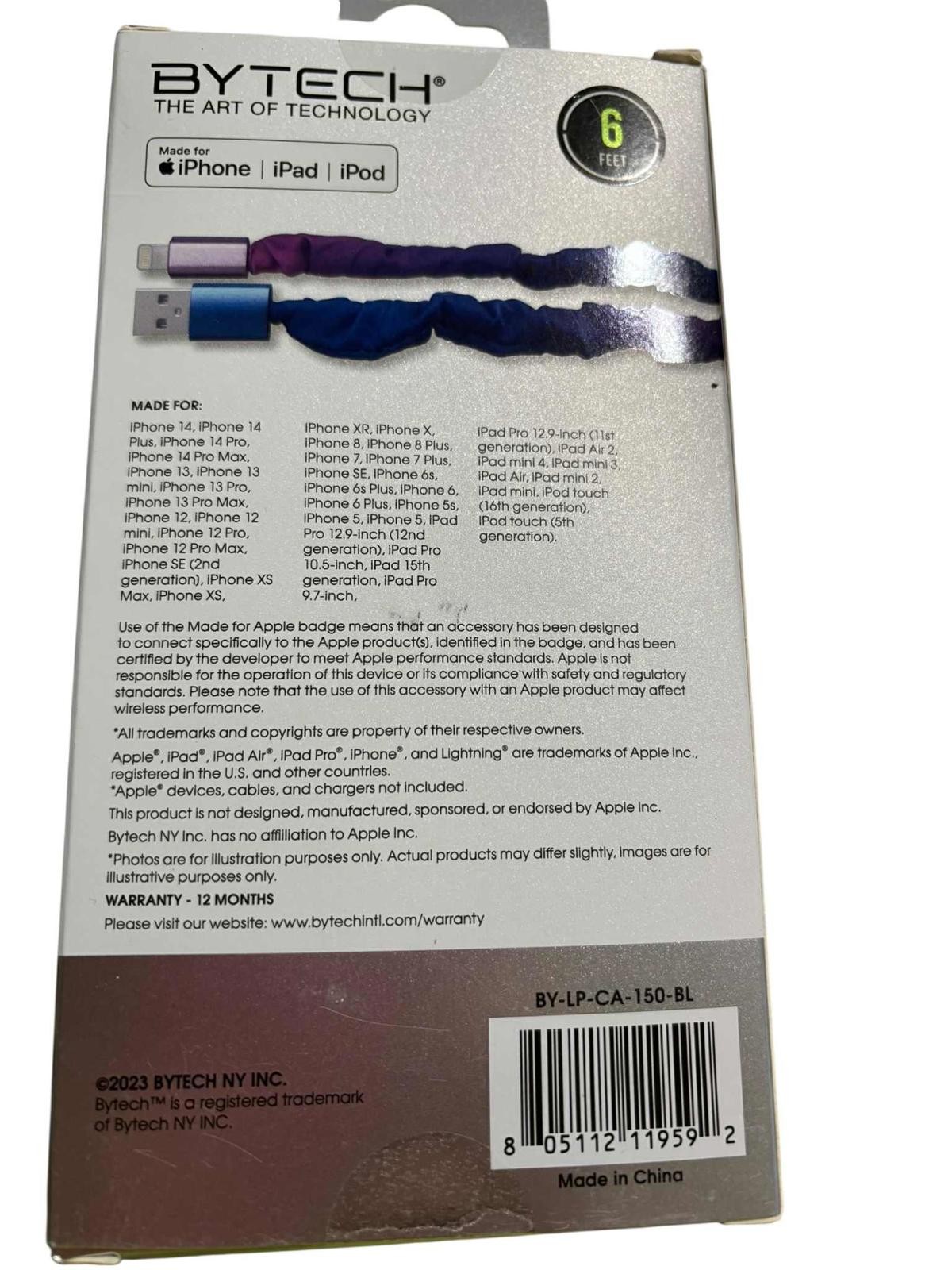 BYTECH Ombre' Charging Cord Lighting to a USB-A