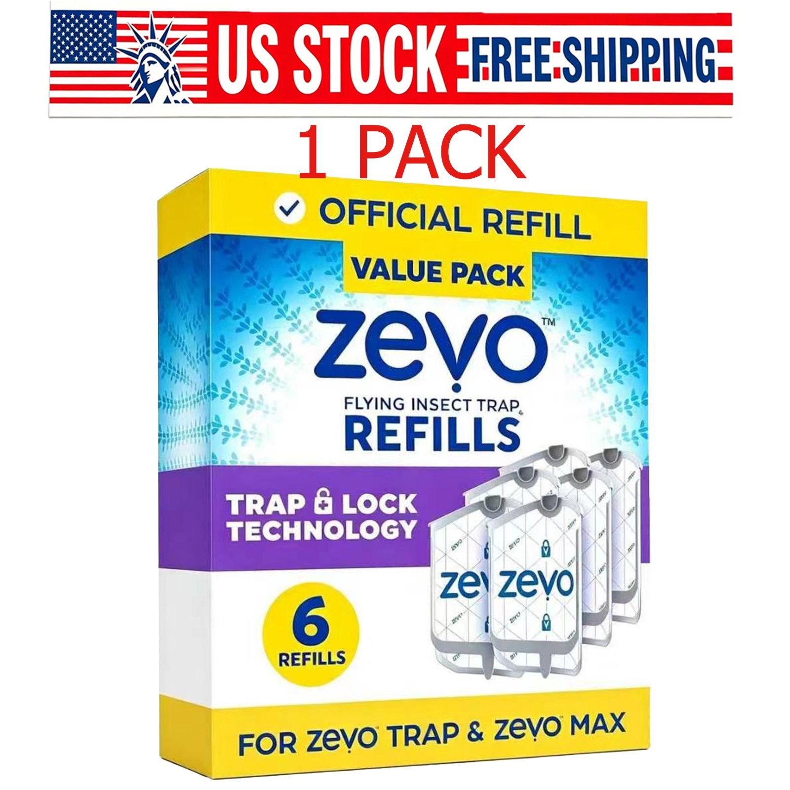 (6 Refill Cartridges) Zevo Flying Insect Trap Refill Cartridges -Easy to Use