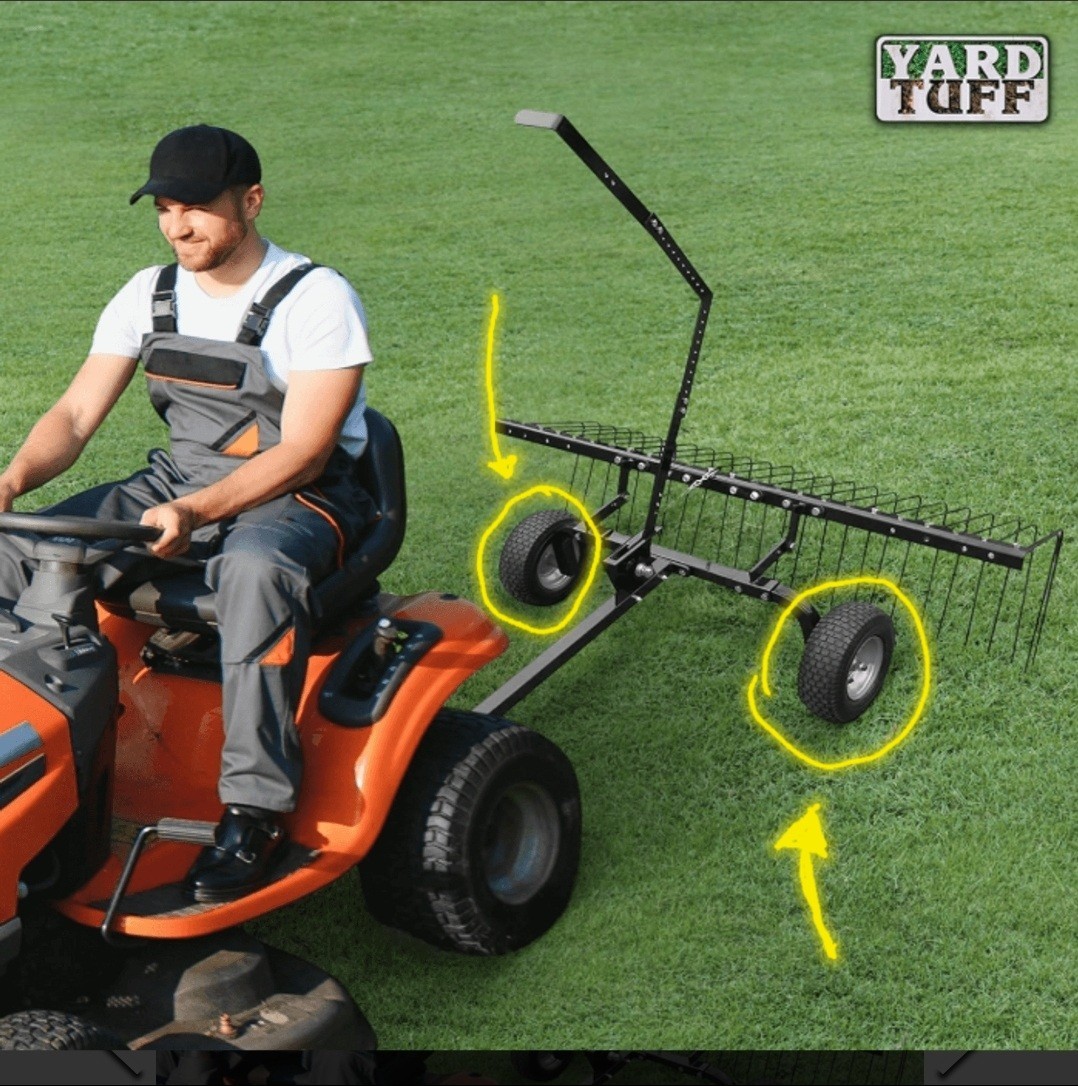 Yard Tuff YTF-72PSR 72 in. Pine Straw Rake TIRES REPLACEMENT PLEASE READ DESCRIP