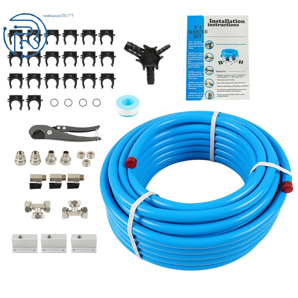 3/4" Compressed Air Line System Piping Kit 100 Foot 3 Outlet For M7500
