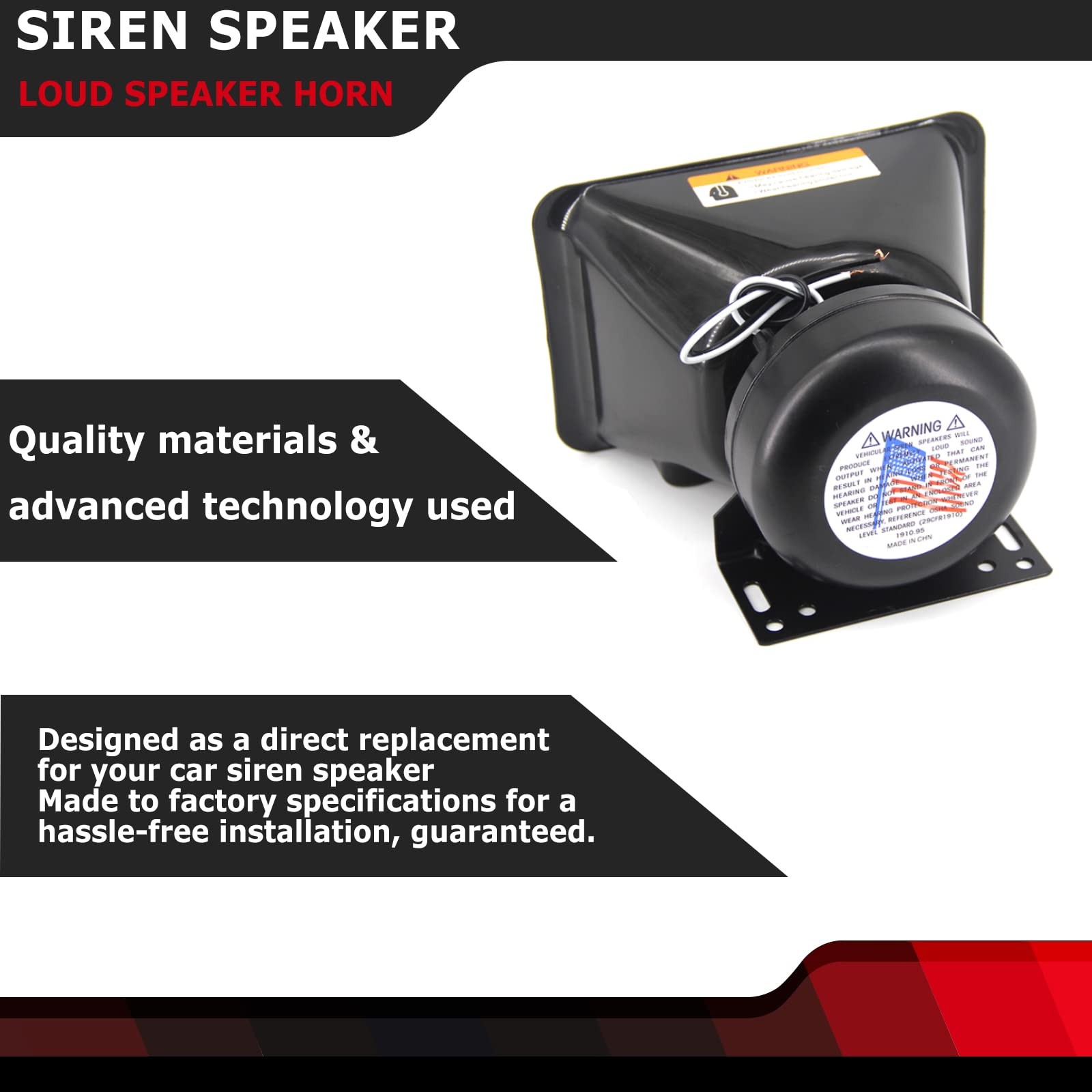 High Performance Siren Speaker Speaker, Black