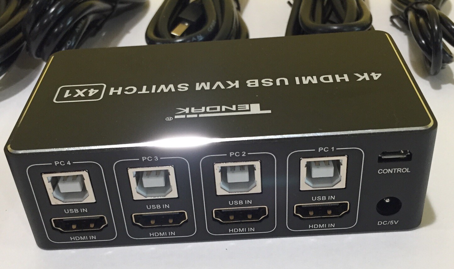 HDMI KVM Switch, Tendak 4K 4 in 1 Out KVM Switch Box Keyboard Mouse Printer Swit