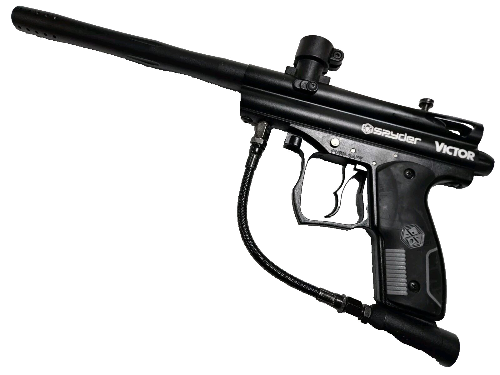 Tactical Black Spyder Victor Bottomline Paintball Gun Barrel Clamping Feedneck