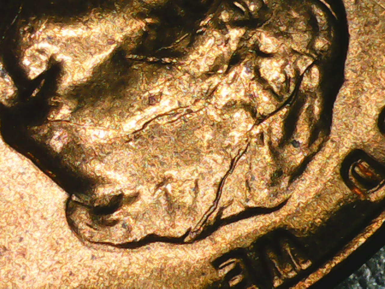 1955 Penny Die Cracks Variety Obverse