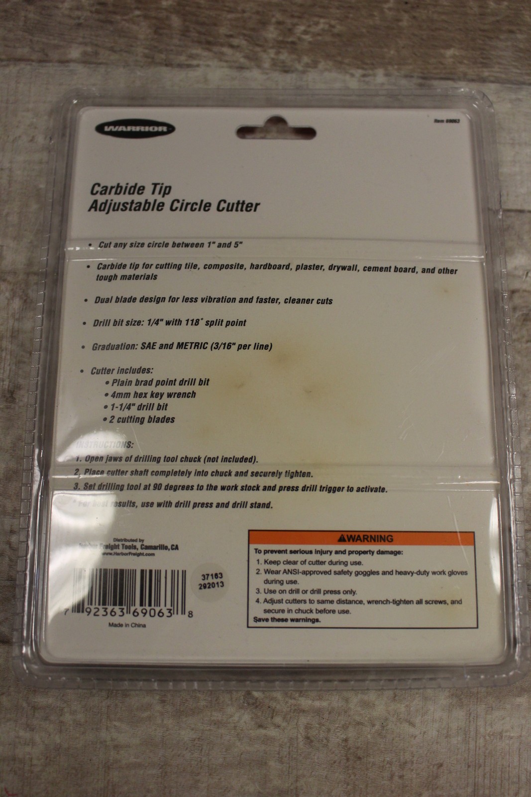 Warrior Carbide Tip Adjustable Circle Cutter 3-Piece Set -New