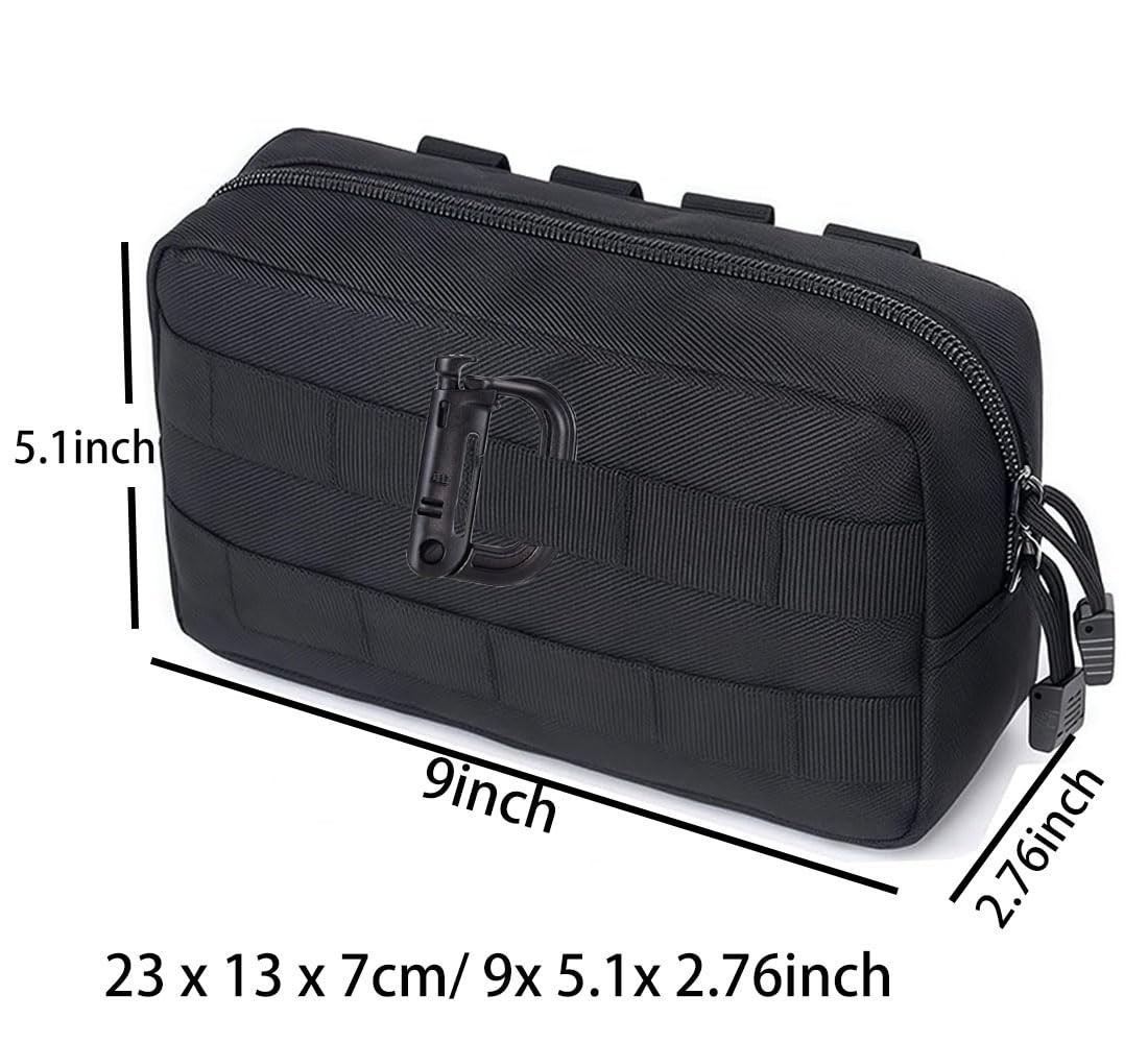 2 Pack Tactical Molle Admin Pouch, Multi-Purpose EDC Tool Organizer 2 Black