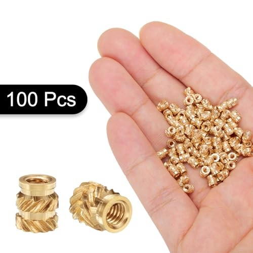 uxcellpcs M2 Threaded Inserts Brass Heat Set Insert M2x4x3.5mm(ID*Lenth*OD) 100