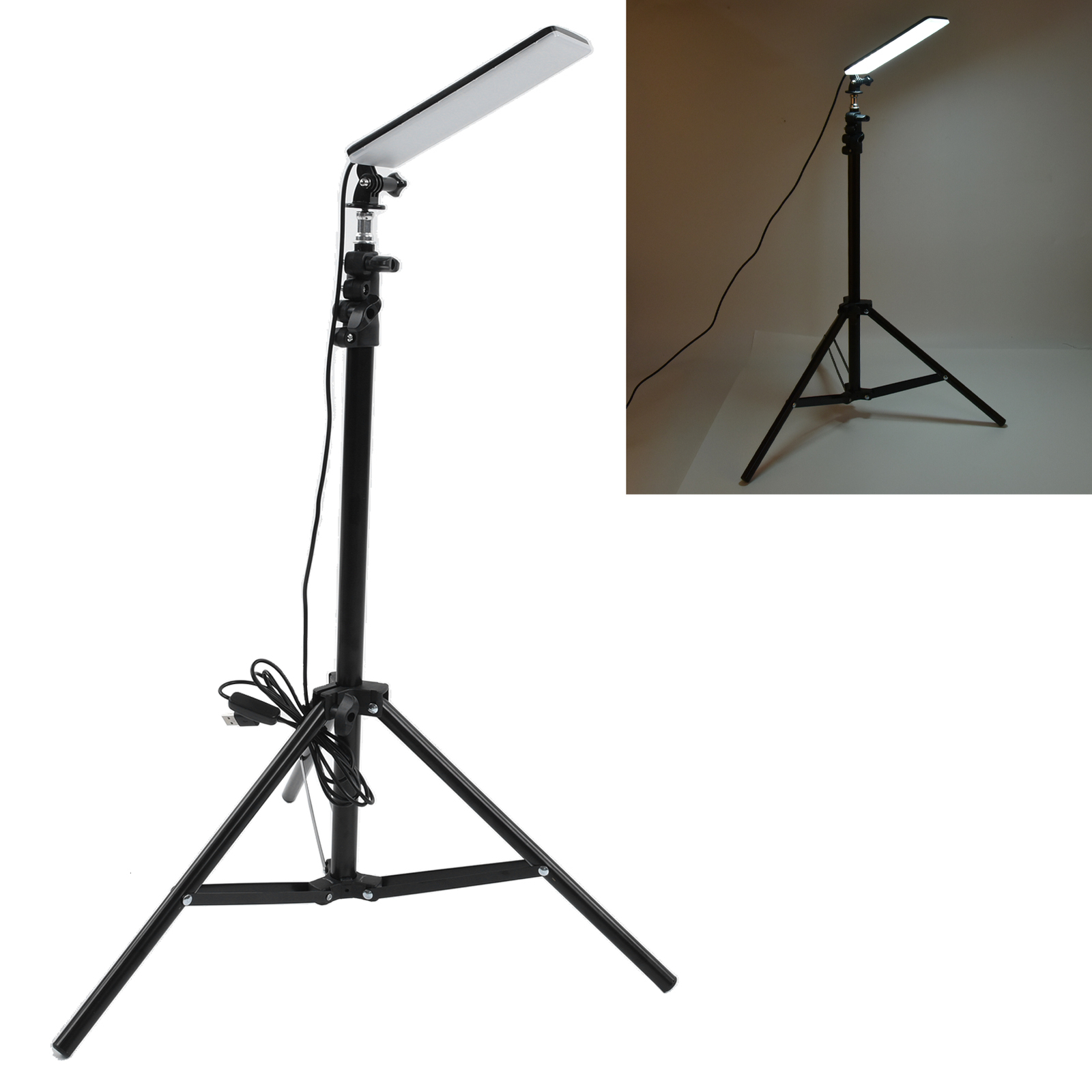 71" Telescoping Tripod Work Light 1680 Lumen Portable Camping Light LED USB Lamp