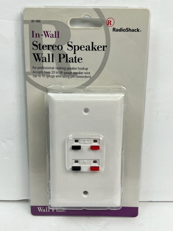 Radio Shack 4-Terminal In Wall Stereo Speaker Wall Plate 40-988 - NEW