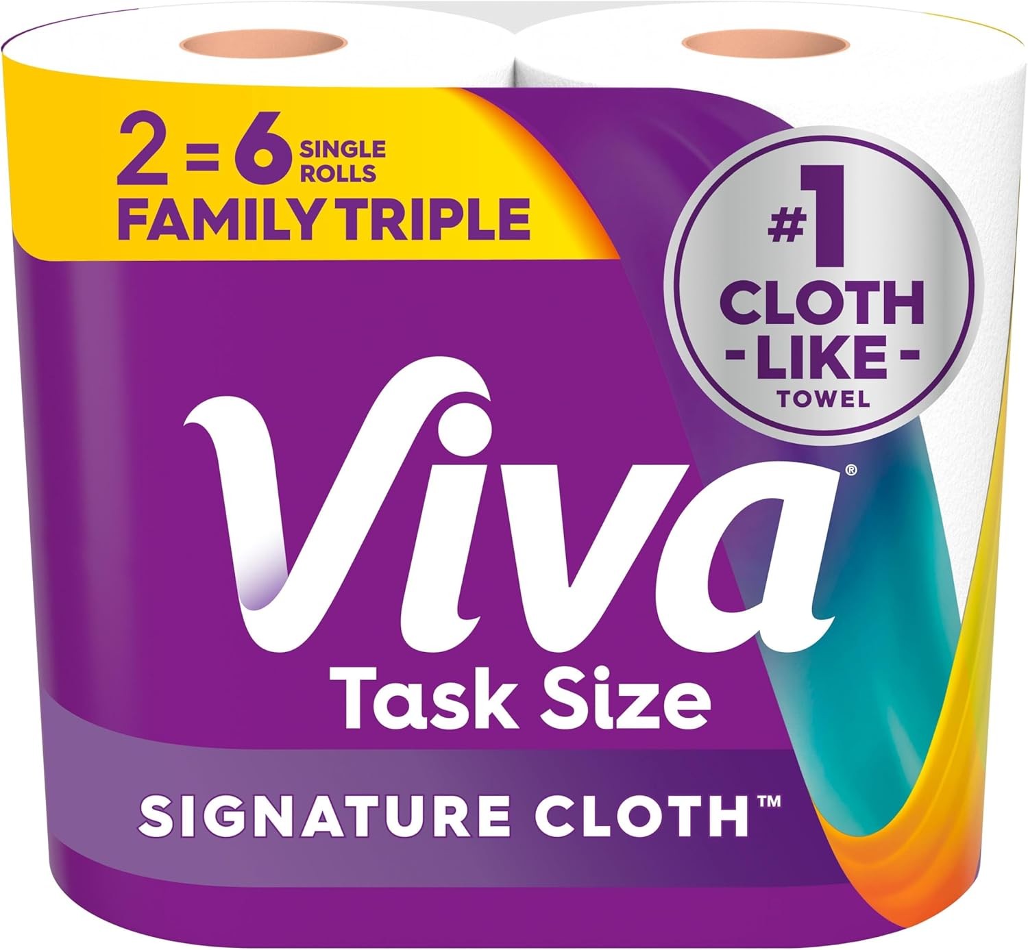 Viva Signature Cloth Paper Towels, Task Size, 2 Family Triple Rolls, 141 Sheets