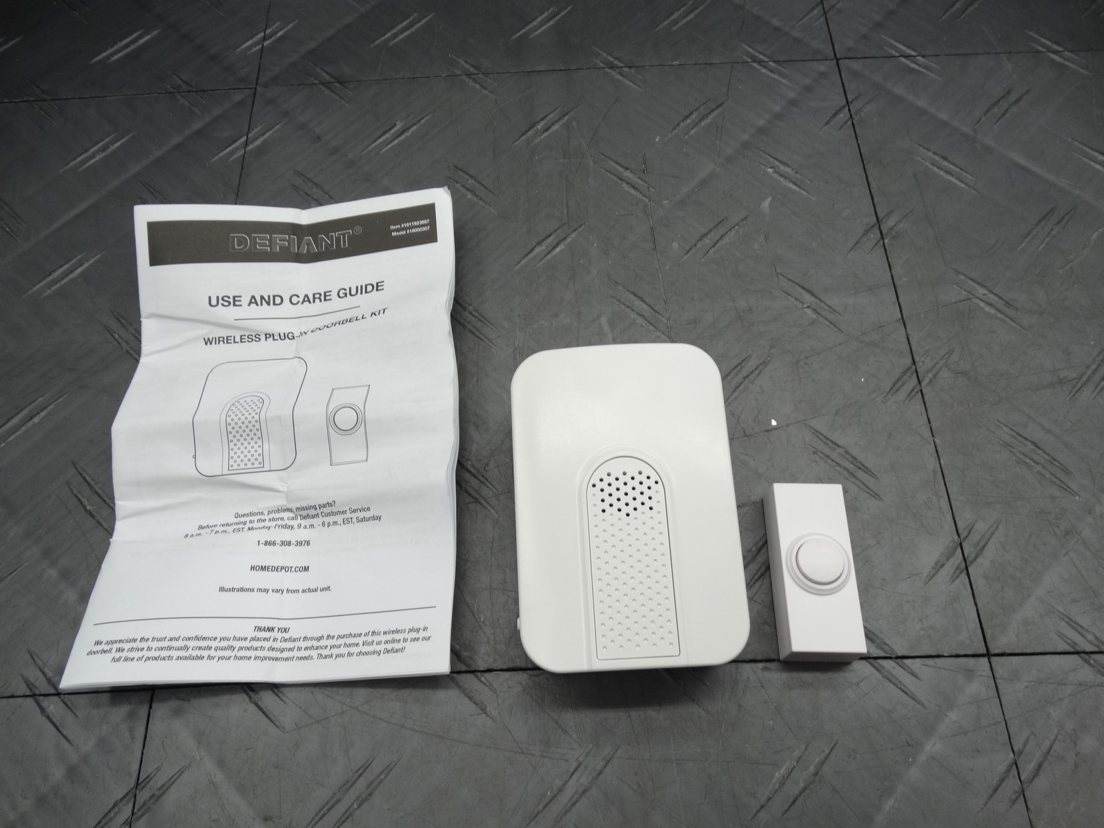 Defiant Wireless Plug-In Doorbell Kit with White Insert and 1 Push Button White