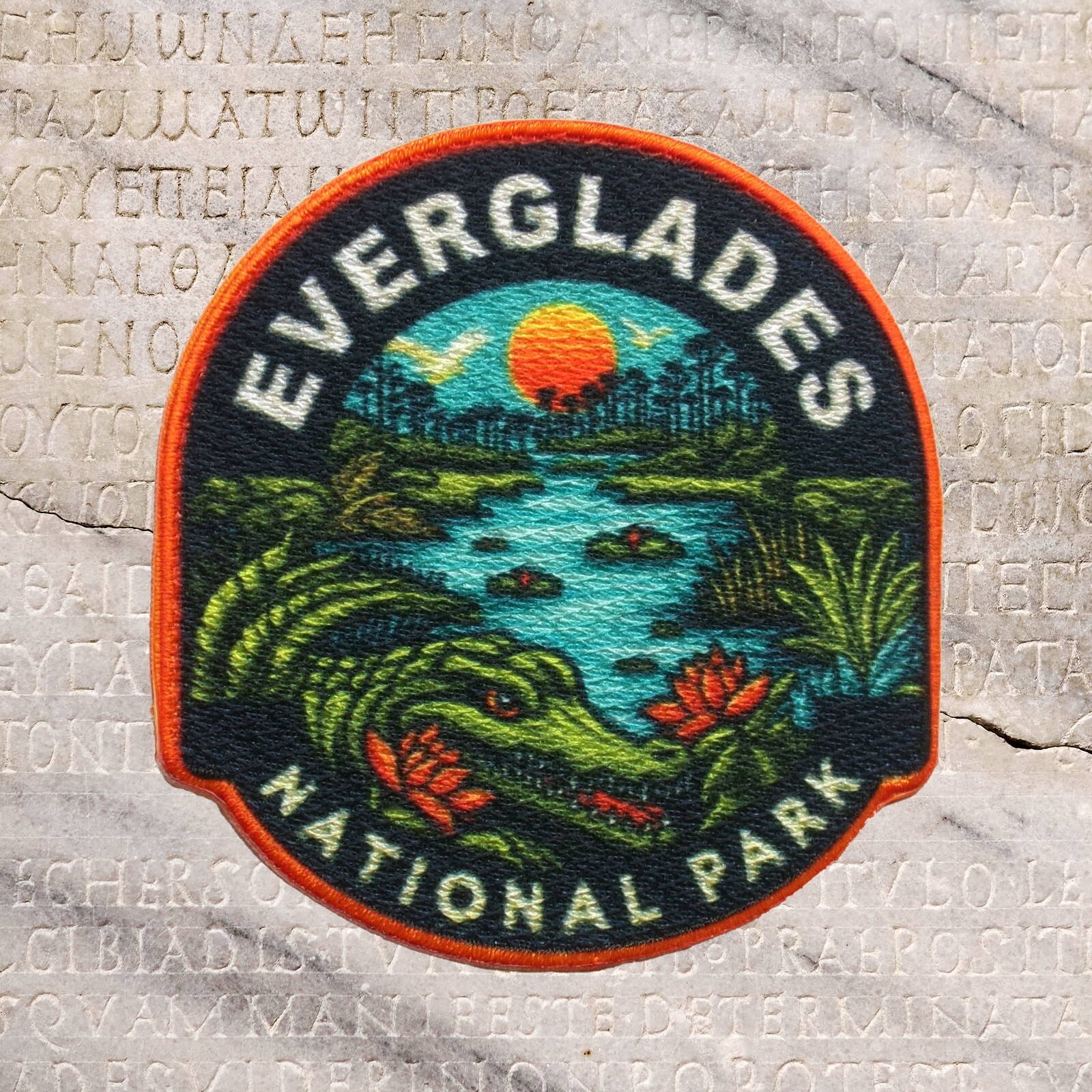 Everglades National Park Patch Iron-on Applique Nature Badge Egret, Wetlands, FL