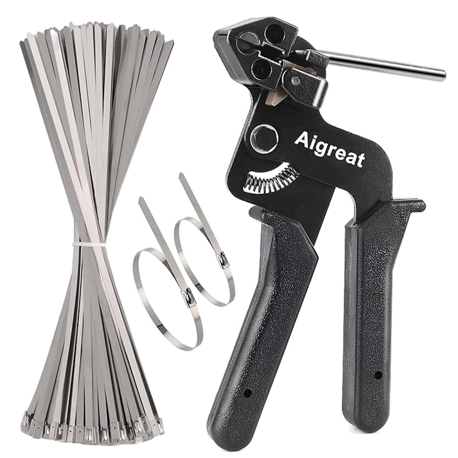200PCS Metal tie wrap gun Kit, Aigreat Stainless Steel Cable Tie Gun Adjustab...
