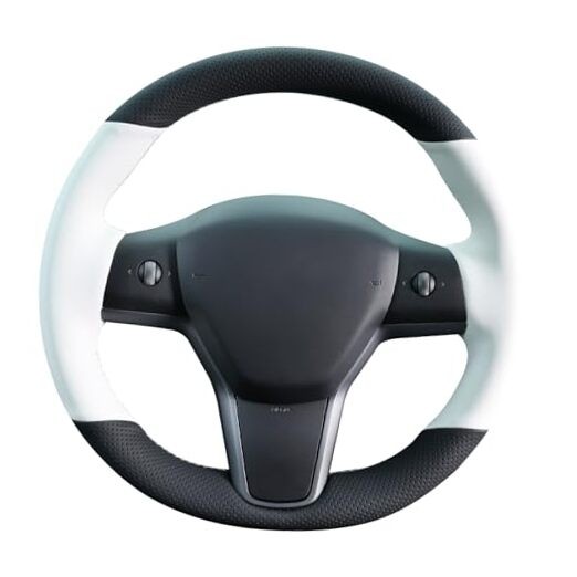 Hand Stitched White Leather Tesla 2:White Leather&Black Leather&White Thread