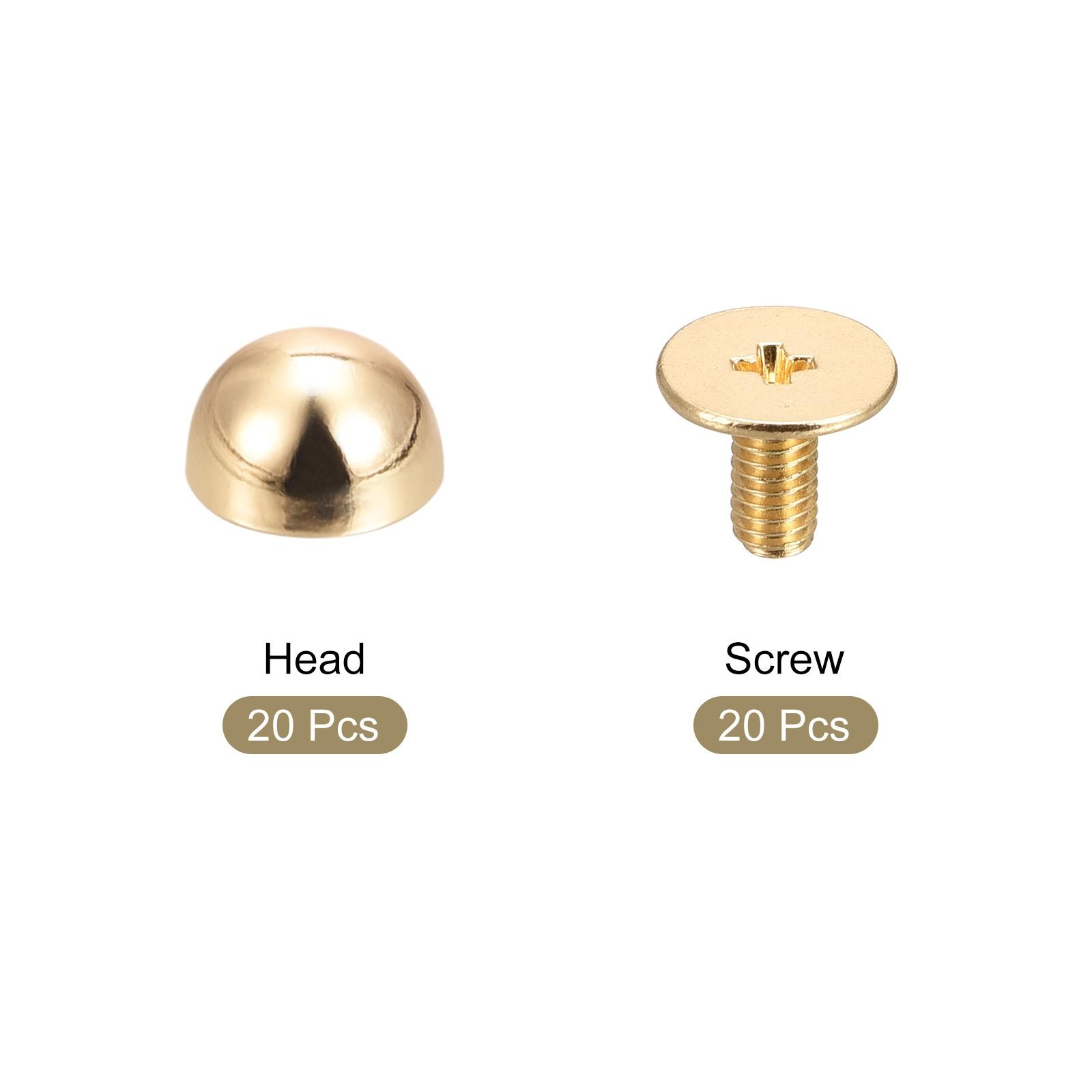 8x5mm Back Screw Rivets Solid Round Head Leather Studs Gold 20 Sets