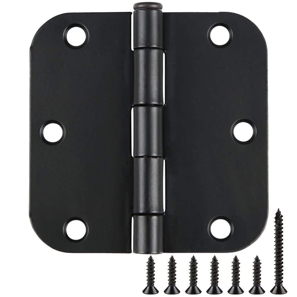 30 Pack Rounded Matte Black Door Hinges 3.5 Inch 5/8" Radius Interior 3 1/2" ...