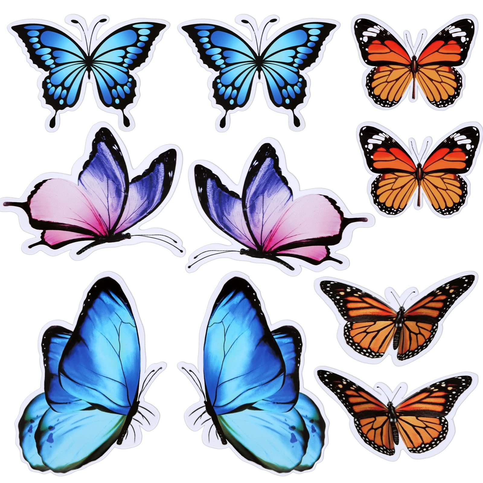 10pcs Butterfly Magnets Stickers, Double Sided Patio Flexible Small, Red