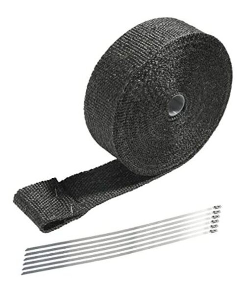 2"x50' Exhaust Wrap,Black Exhaust Heat Wrap Roll with Stainless Ties,Heat