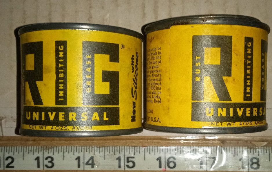 Lot of 2 Vintage R.I.G. Rust Inhibiting Grease - Used