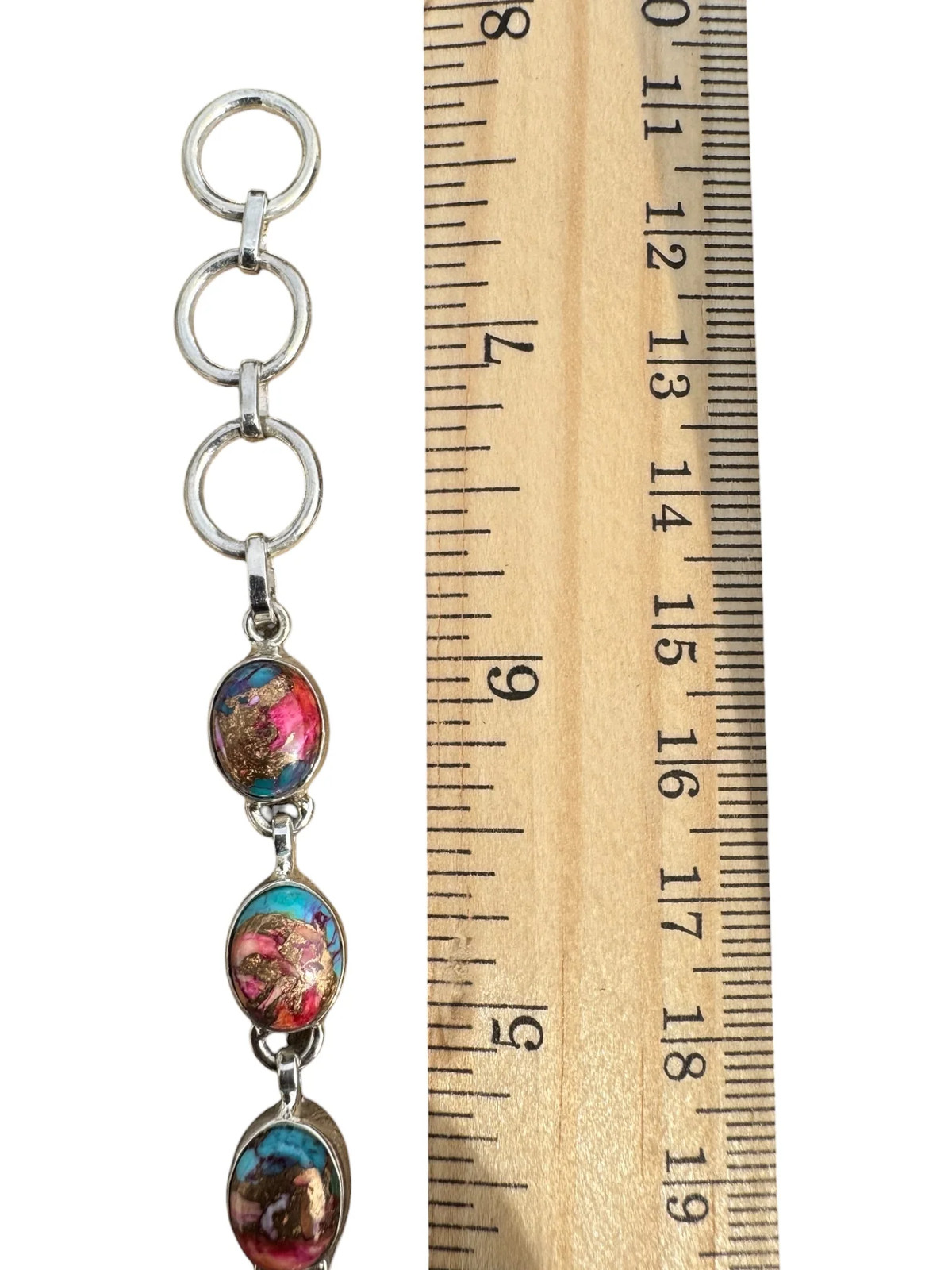 Kingman Pink Dahlia Turquoise Solid 925 Sterling Silver Bracelet