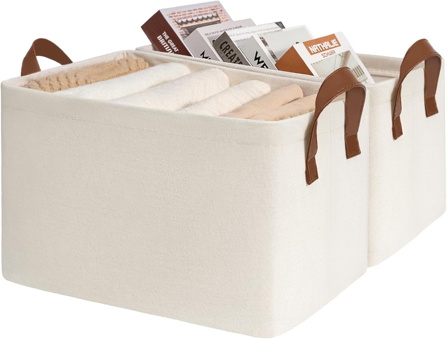 2-Pack，Beige torage Baskets for Shelves, Closet Organizers and Storage​ ﻿