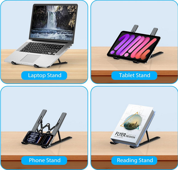Portable Adjustable Laptop Stand Foldable Notebook Riser Ventilated Cooling Hold