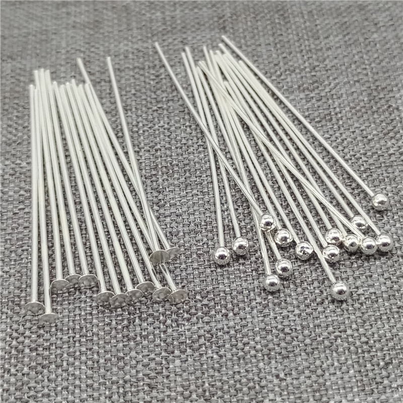 25 Sterling Silver Ball Head Pins Flat Head Pins Needle 20mm 25mm 30mm