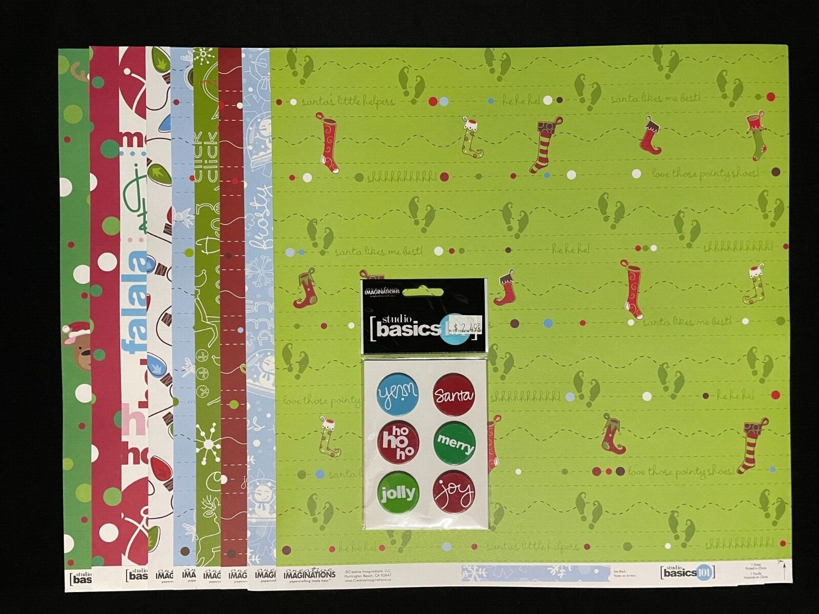 CREATIVE IMAGINATIONS STUDIO BASICS 101 CHRISTMAS 12X12 DS CARDSTOCK AND BRADS