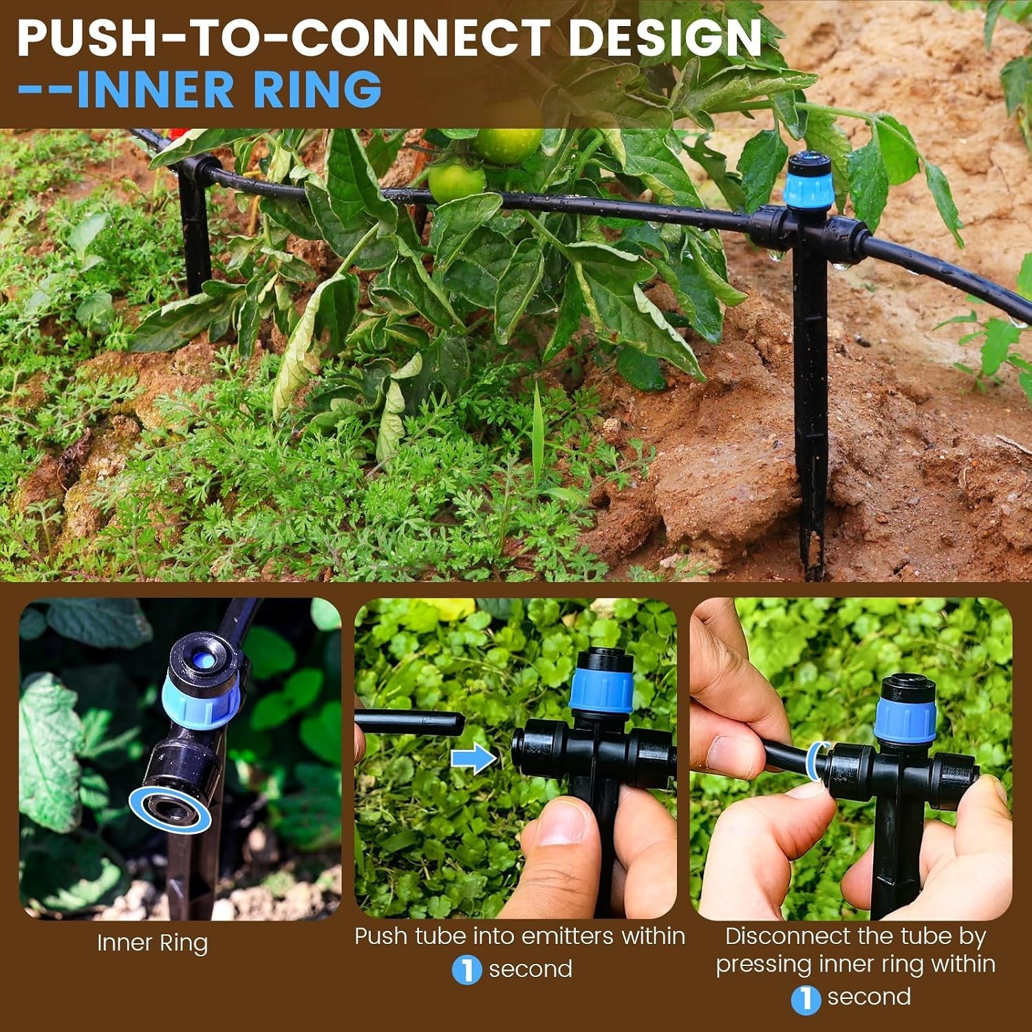 55FT Quick-Connect Drip Irrigation Kit, Garden Watering System DIY Automatic ...