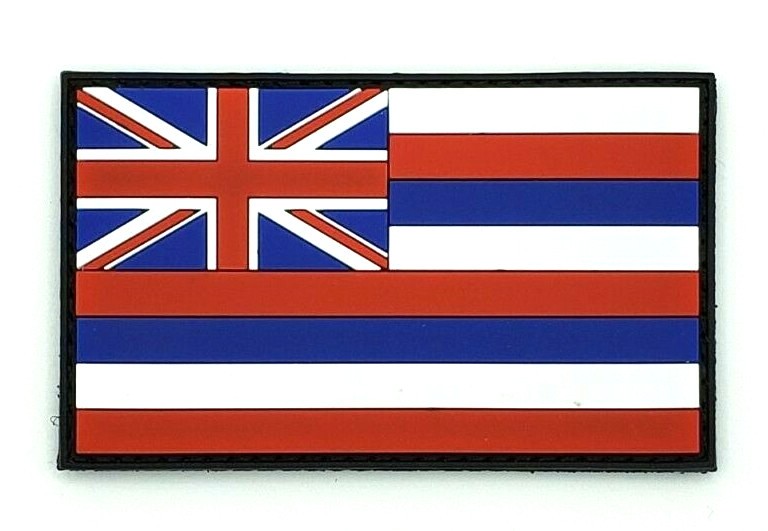 HAWAII State Flag Tactical Morale Patch PVC Hook Backed w/ Panel White Red Blue