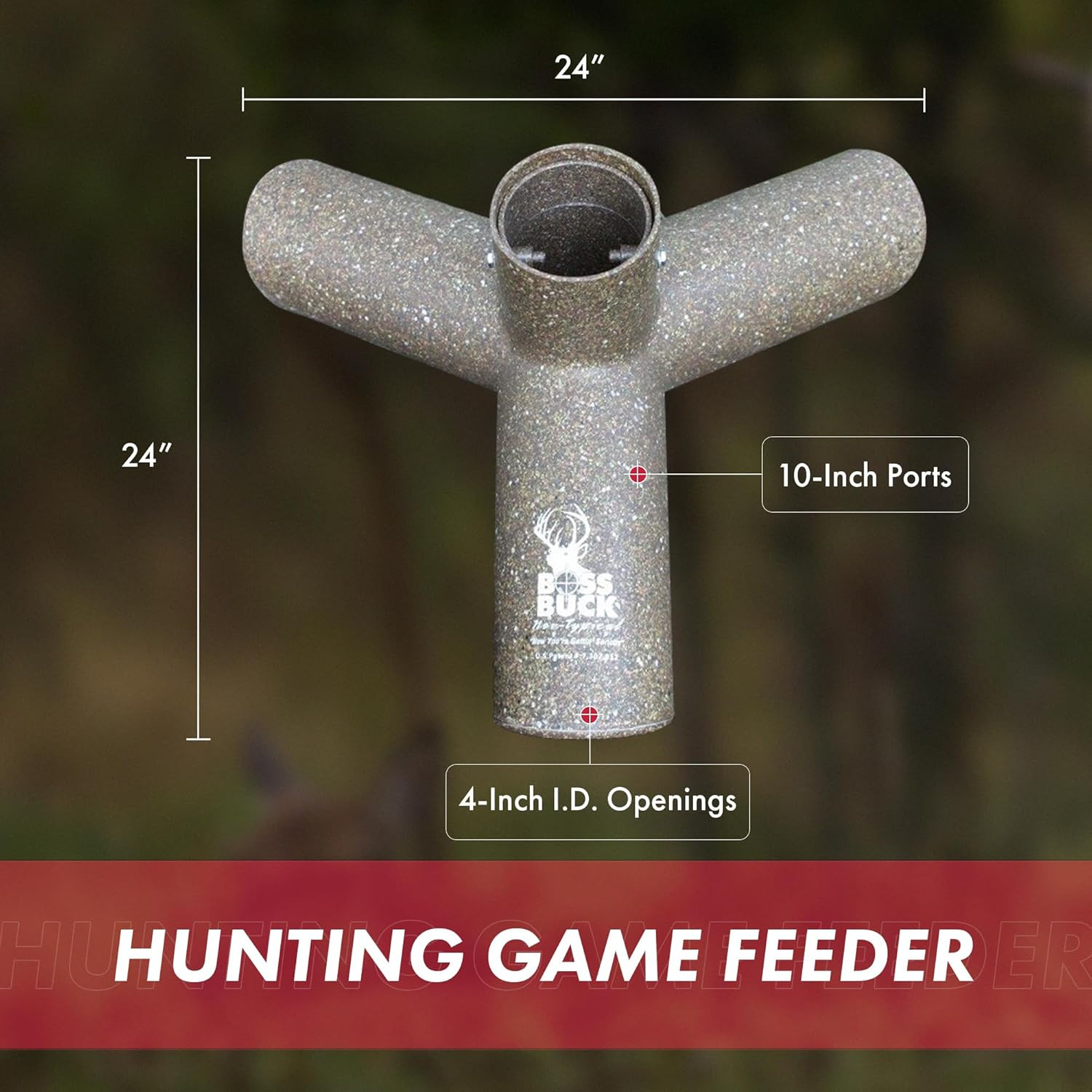 Boss Buck Hunting Game & Deer Feeder with 3 10-Inch Feed Ports and 4-Inch I.D. O