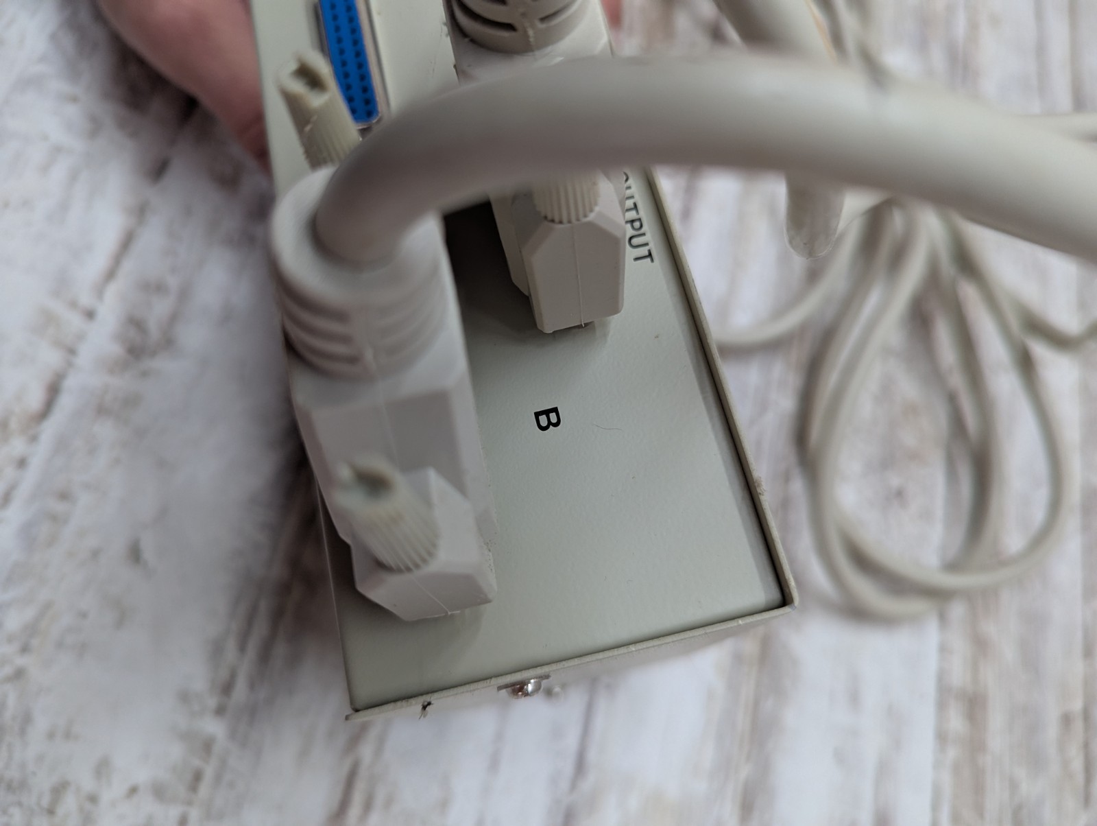 Vintage Data Transfer Switch Manual Box 2 Way Parallel Port A B w/ 2 cables