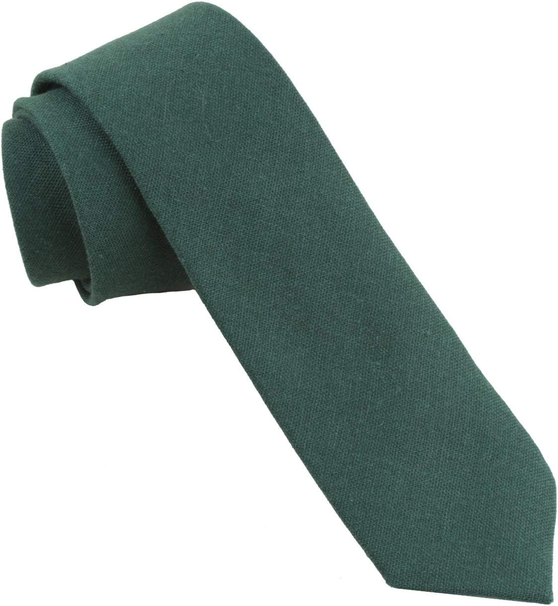 Men'S Cotton Skinny Necktie Solid Color Tie