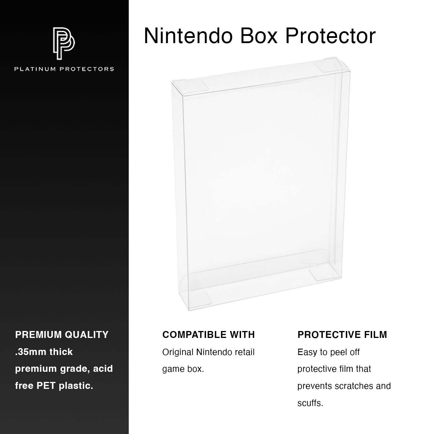 Nintendo Box Protector Case for Retail NES Game Box Clear Plastic Thick Sleeve