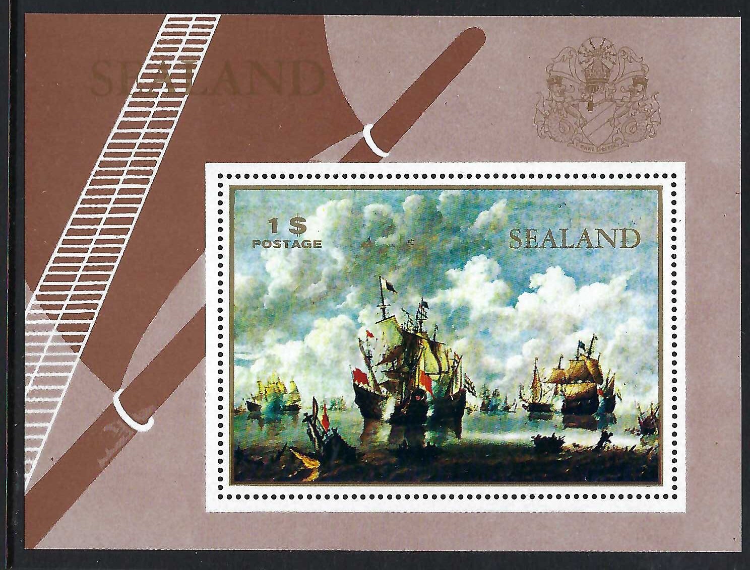 Sealand - 1970 1v. Brown S/S MNH Ships Boats Paintings Transport