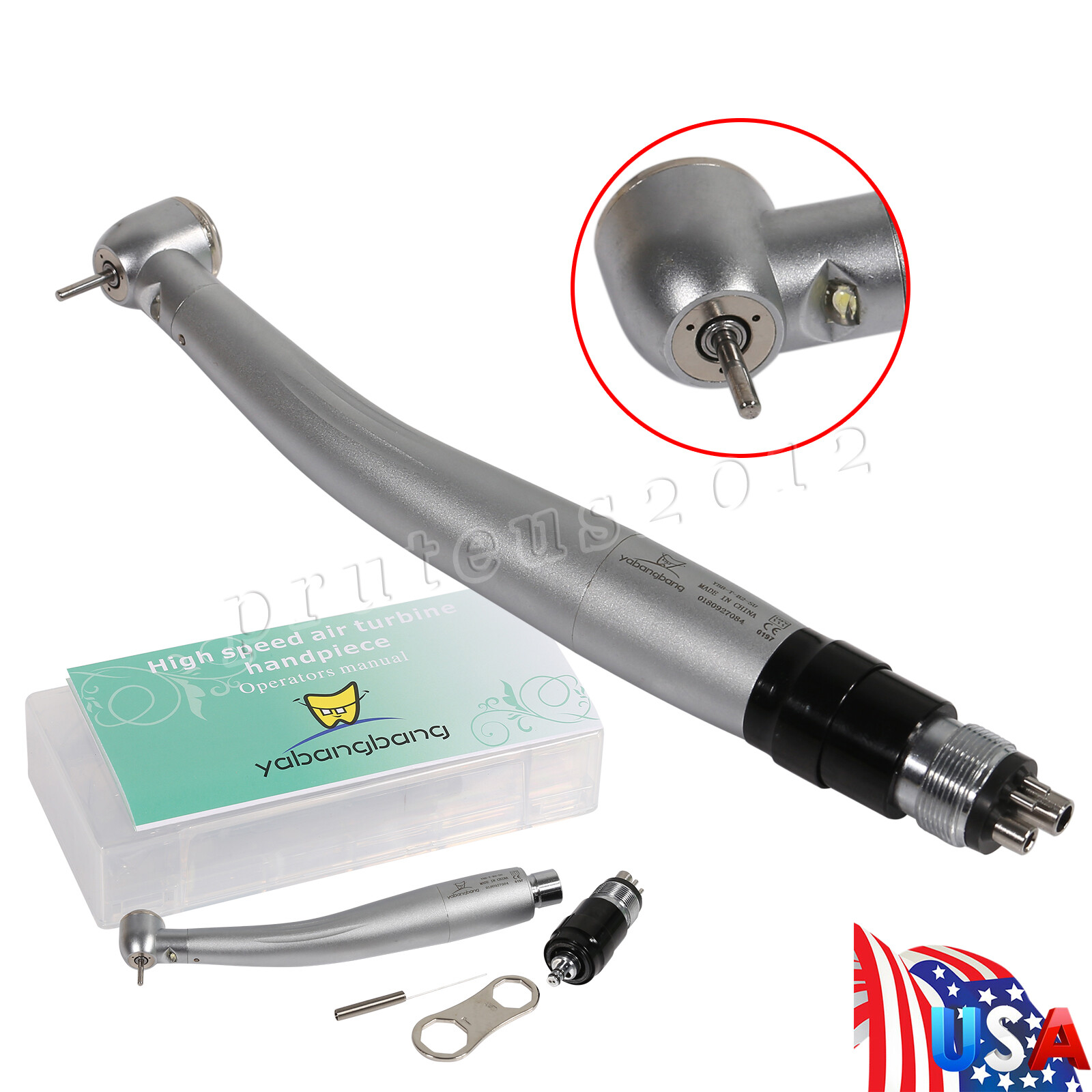 Dental E-generator LED High Speed Handpiece Steel & quick Coupler 4 Hole