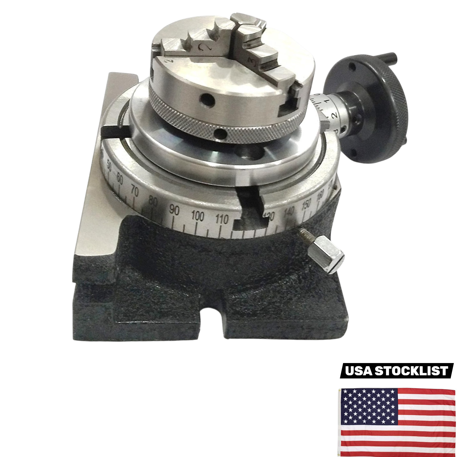 Rotary Table 4" 100mm Horizontal And Vertical With 65mm 3 Jaw Chuck & Backplate