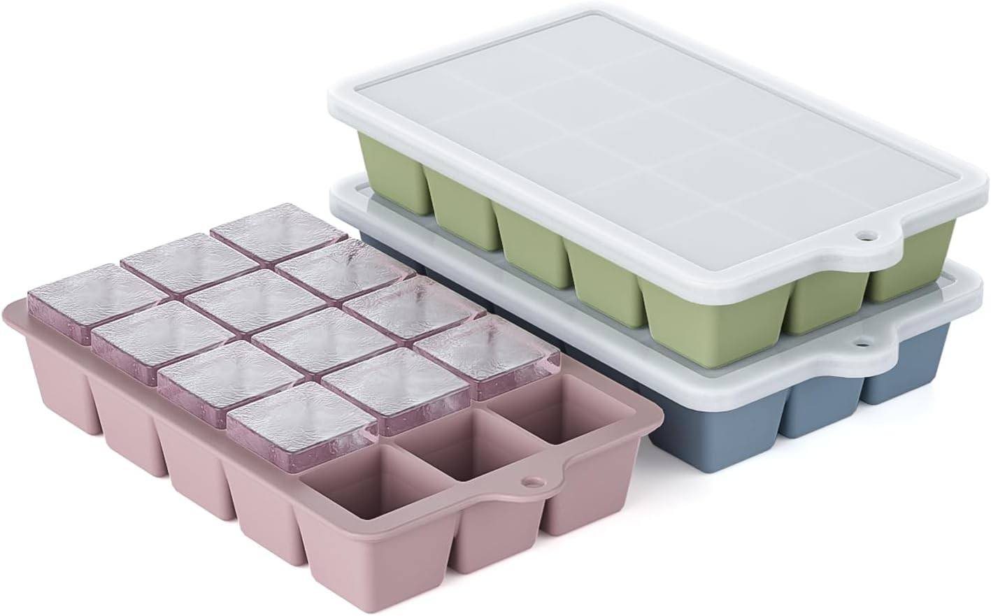 3 Pack Silicone Ice Cube Tray Freezer Mold HANCELANT Brand