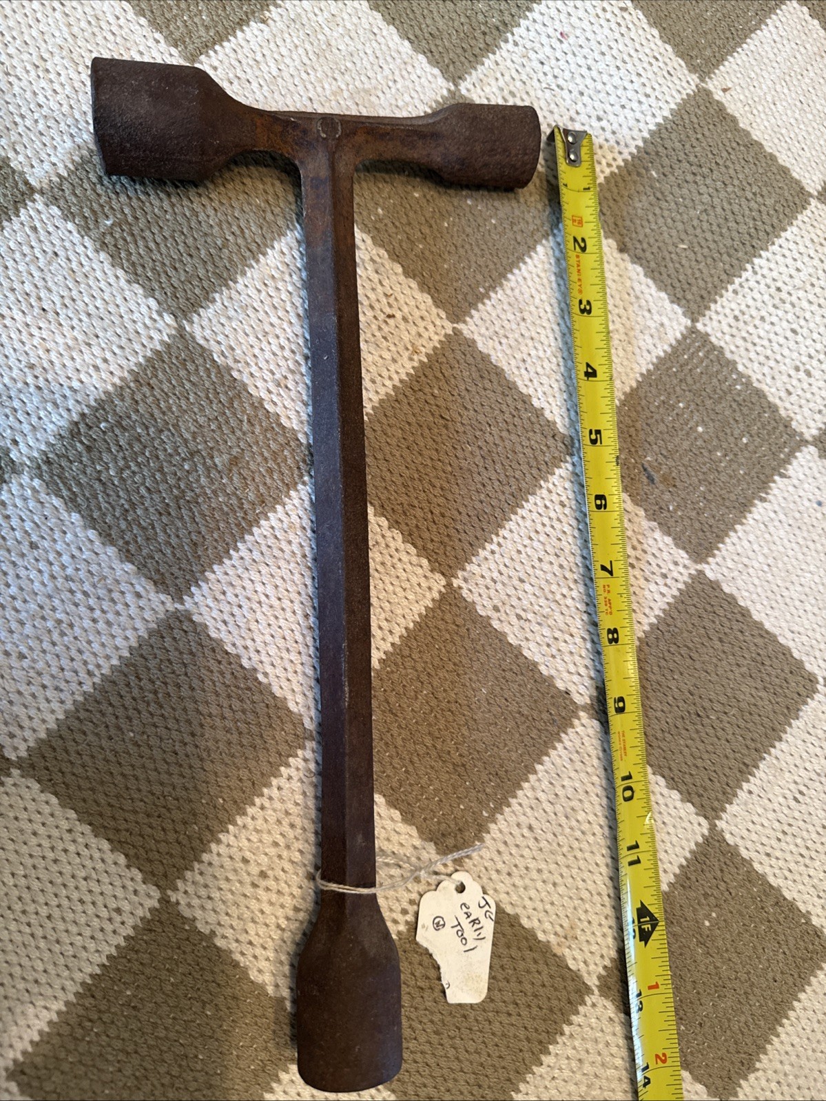 Antique Tee Shaped Farm - Auto Lug Wrench With 108 S And A - M On Tool