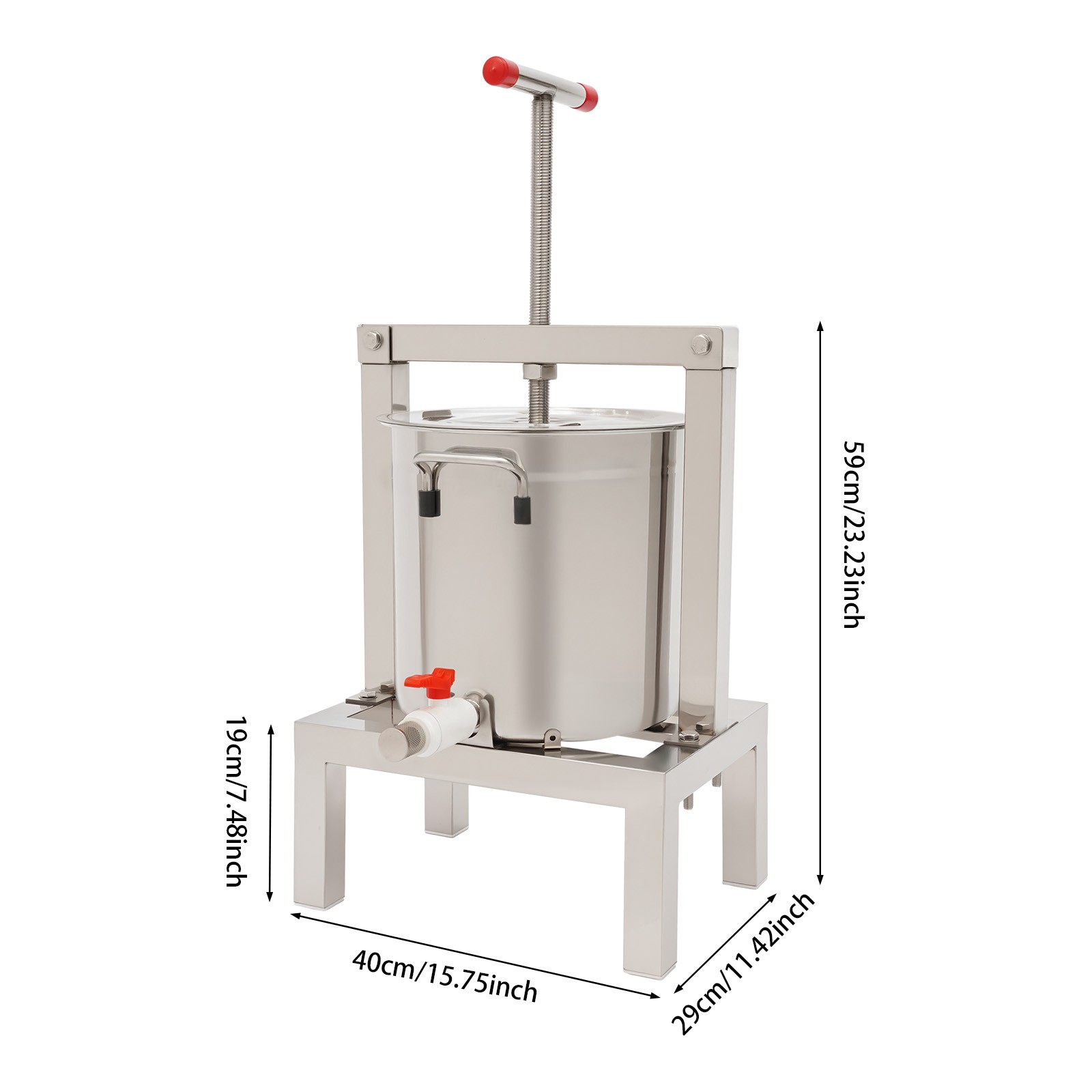 Manual Fruit Juicer Grape Wine Juice Maker Extractor 10L with Press Handle