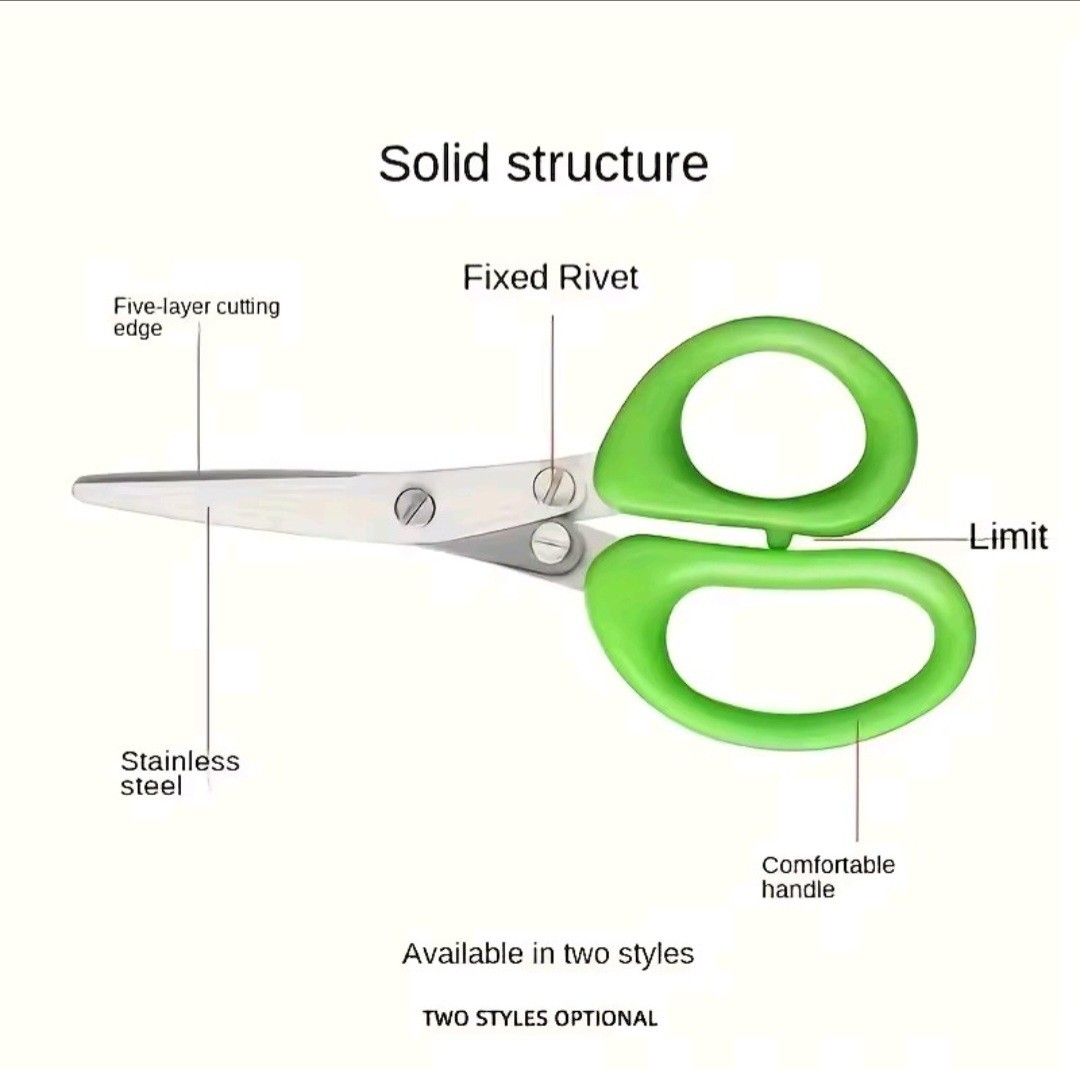 Multi Functional Stainless Steel 3 Layer Kitchen Scissors Scallion Cutter Pepper