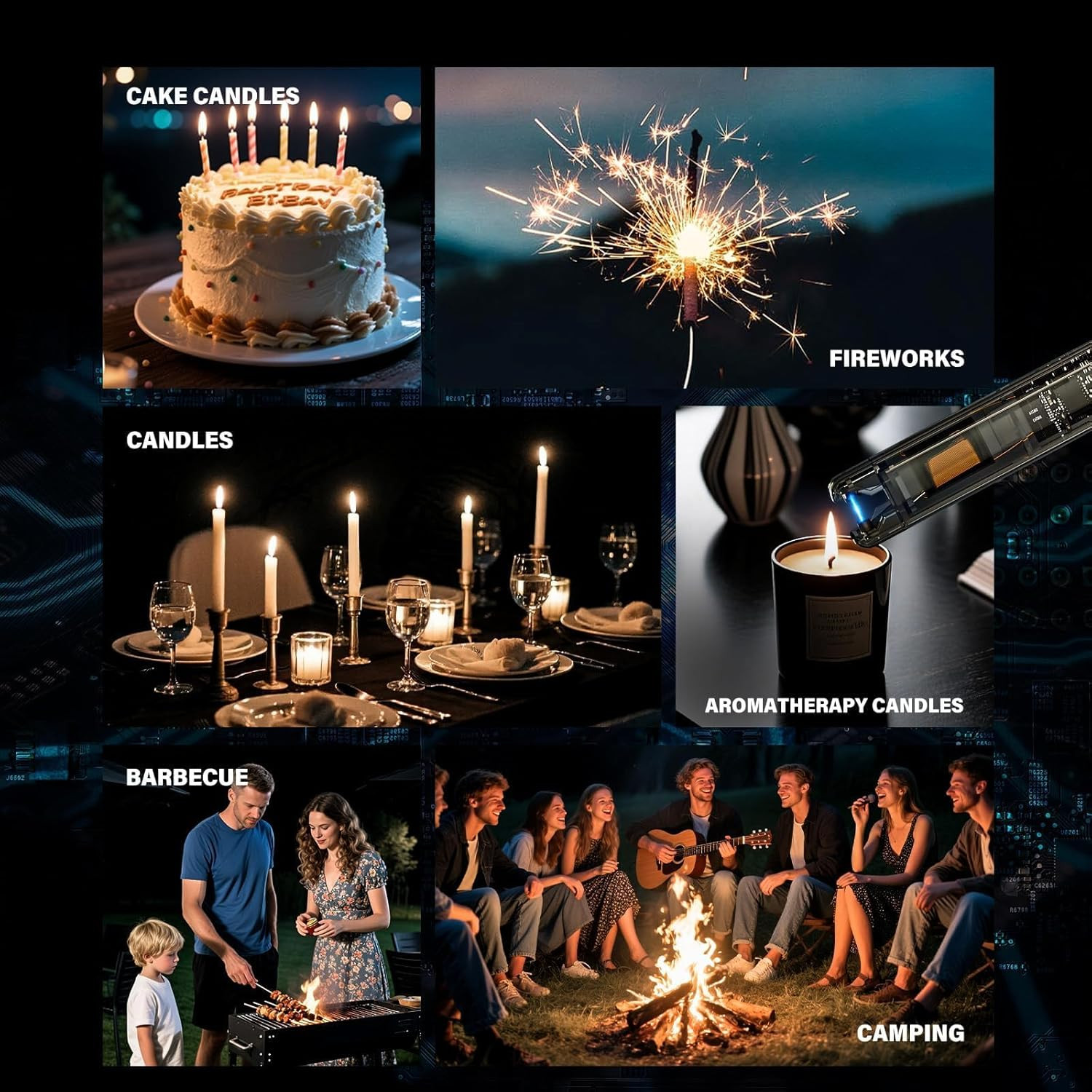 USB Rechargeable Electric Candle Lighters - 2 Pack, Windproof & Safe Design