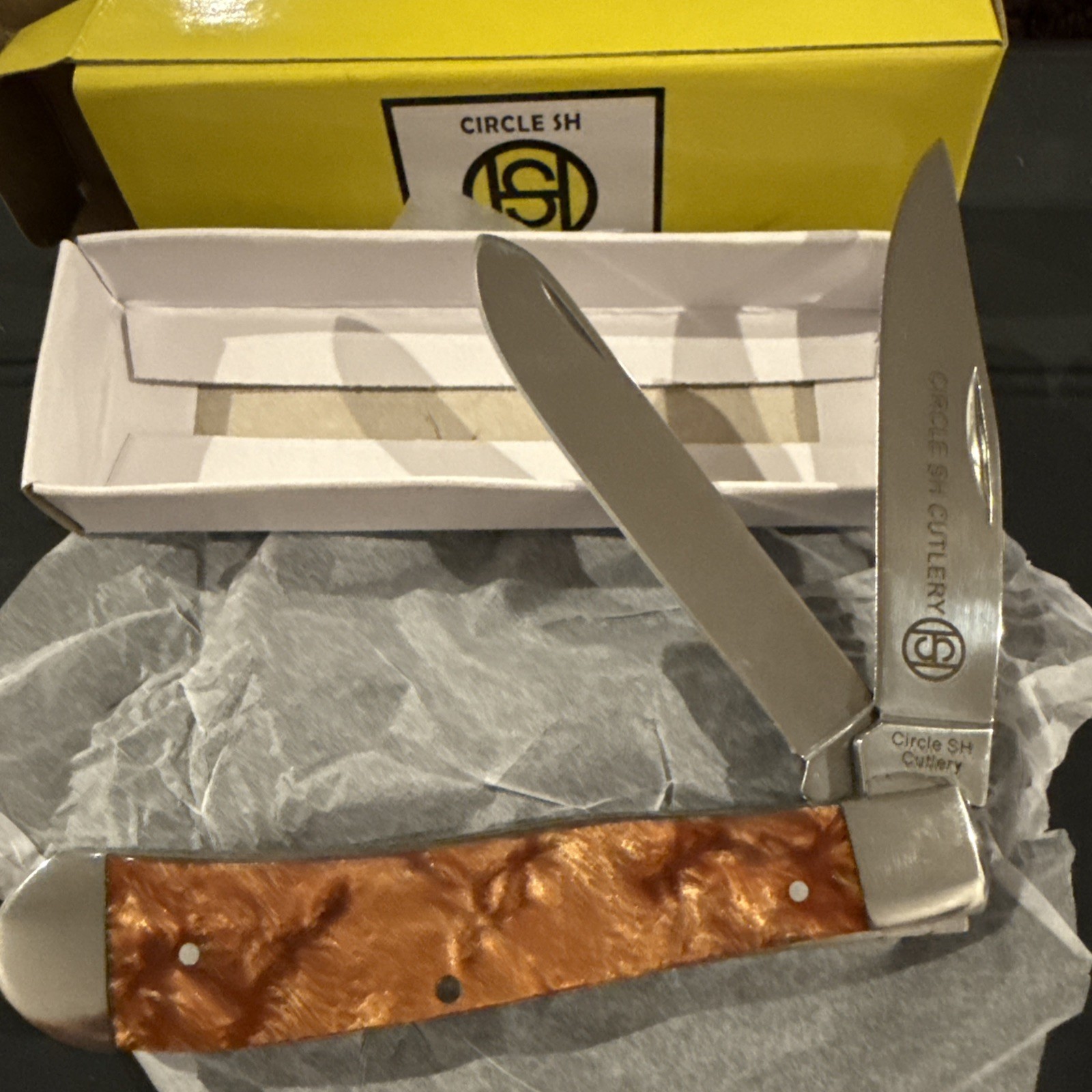 Circle SH Cutlery Copper Marble Trapper Knife OK322
