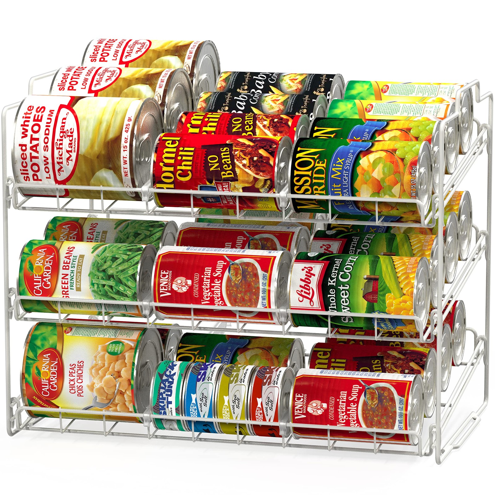Stackable Can Rack Organizer Holds Up to 36 Cans, White
