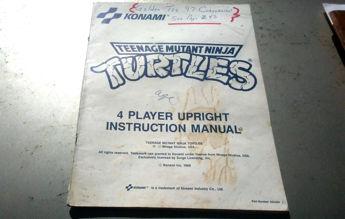 TEENAGE M. NINJA TURTLES Konami-Orig. Manual-L@@K!
