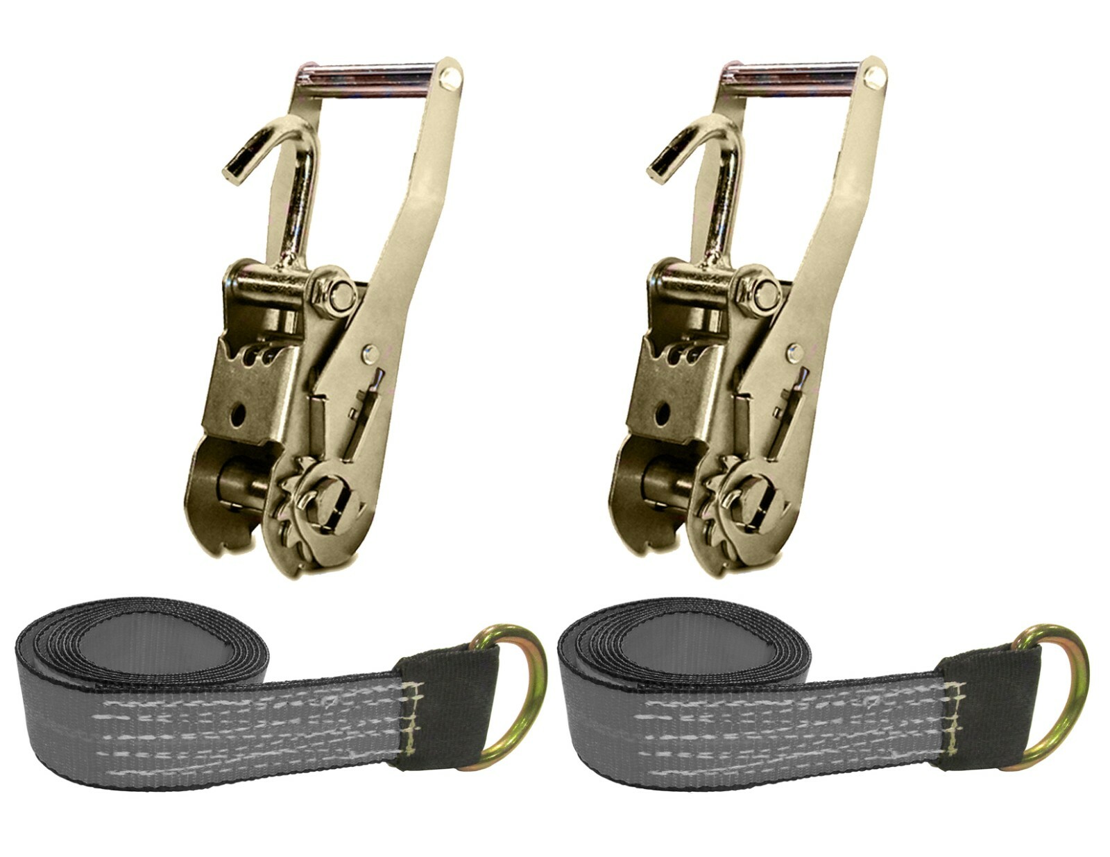 2" x 8' Lasso Straps with Finger Hook Ratchets – Heavy-Duty Auto Hauler Set USA