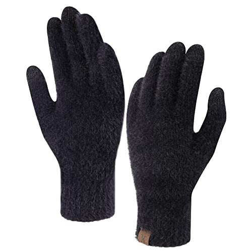 Womens Winter Touchscreen Gloves Imitation Mink Velvet Elastic One Size Black