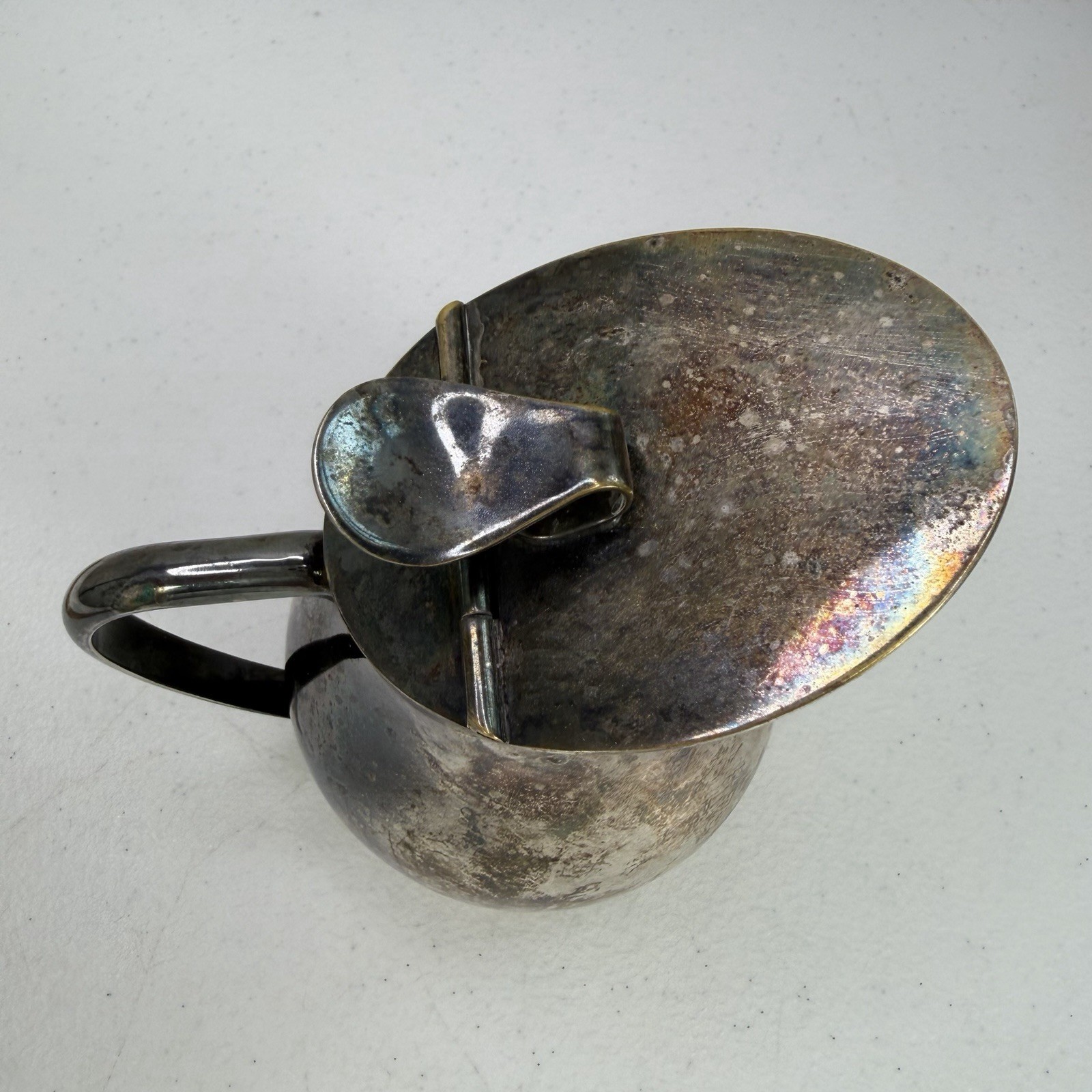 Vintage E.L. de Uberti Italy Silver Plated Individual Lidded Syrup Pitcher 4.5"