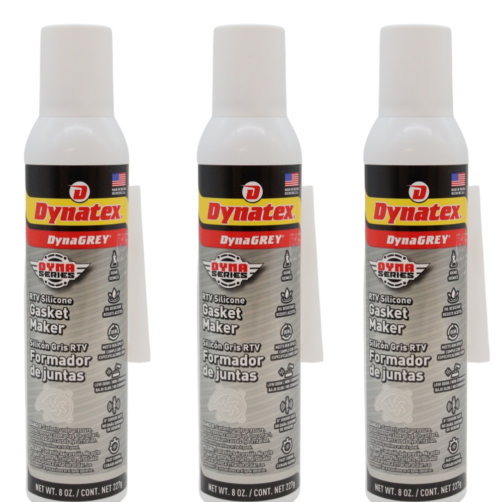 Dynatex DynaGrey RTV Silicone Gasket Maker, 8oz Auto Can Made in USA (3-Pack)