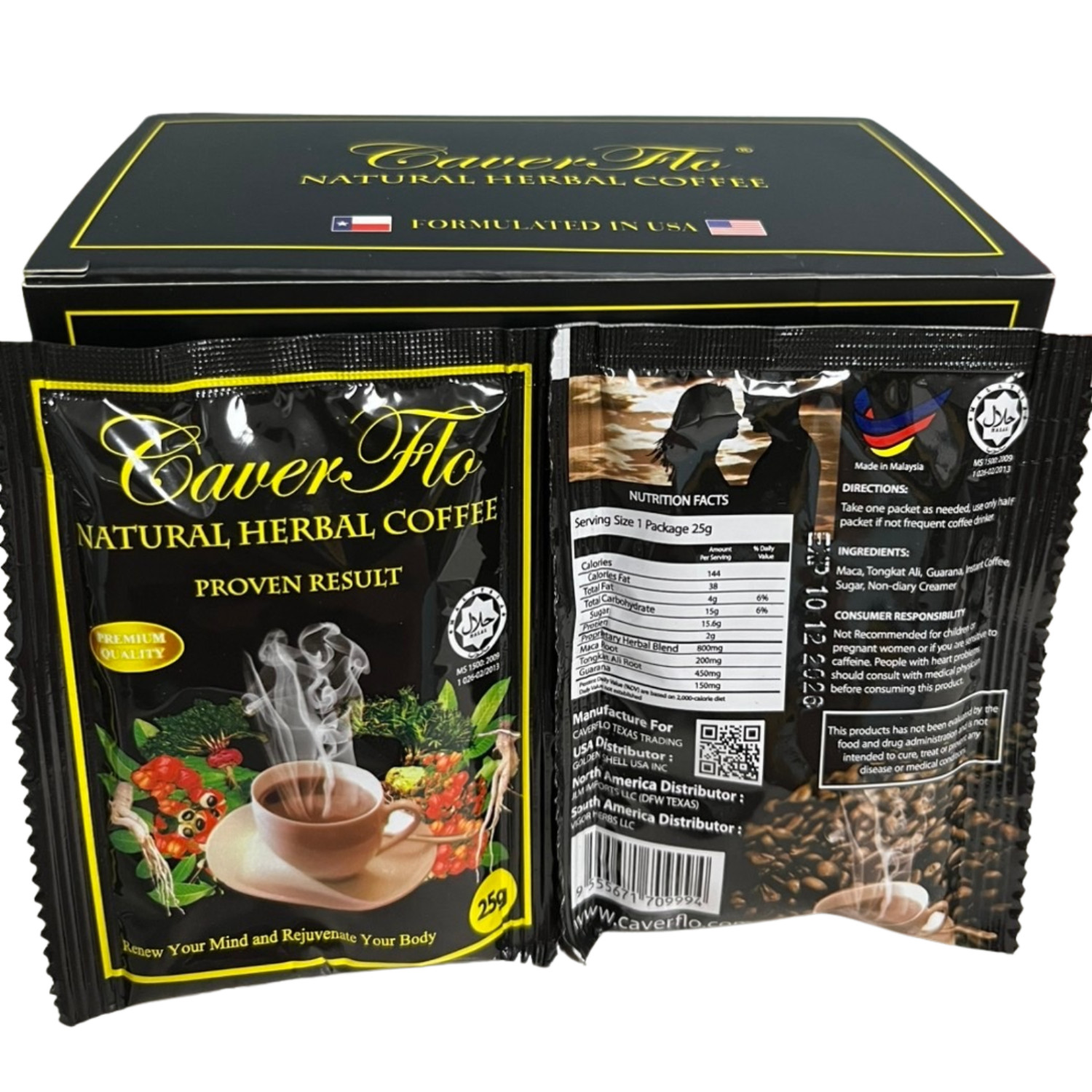 4 Boxes Organic Herbal Coffee 25g(4x10 Sachets) Natural Stamina & Energy Booster